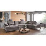 PLACES OF STYLE »Costello U-Form, mit Sitztiefenverstellung, Armteilverstellung und«, 3 Nierenkissen, optional Bettfunktion und Bettkasten