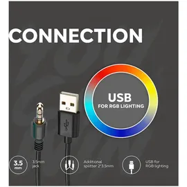 Canyon Darkless GH-9A, RGB aidimams ausin?s with Mikrofonas, Mikrofonas frequency response: 20HZ20KHZ, ABS+ Polyurethanleather, USB*1*3.5MM jack ki... / Schwarz