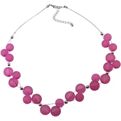 Steuer Modeschmuck Collierkette Rhodiumfarbenes Drahtcollier mit pinkfarbenen Zierperlen