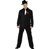 NET TOYS Gangster Kostüm 20er Jahre Mafia Outfit schwarz M 48/50 Gangsterkostüm Mafia Kostüm Nadelstreifen Anzug Ganoven Outfit Pate