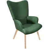 Svita Ohrensessel Dunkelgrün Textil, 1-Sitzer, 64x96x70 cm, Wohnzimmer, Sessel, Polstersessel