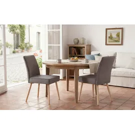 B&D home Cedric Esszimmerstühle 2er Set Anthrazit | Küchenstuhl Holz mit komfortabler Taschenfederkern-Polsterung | Polsterstuhl Kord Stoff im Skandi Design