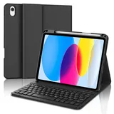 IVEOPPE Tastatur für iPad 10. Generation, Hülle mit Tastatur für iPad 10 10.9" 2022, Bluetooth Magnetisch Abnehmbare QWERTZ Hülle Tastatur für iPad 10 Generation 10,9 Zoll, Schwarz