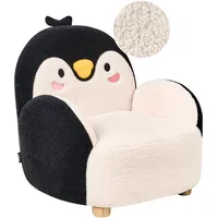 Beliani Kindersessel Bouclé schwarz Pinguin FYN