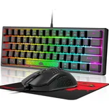 QWERTY Layout RGB Regenbogen LED Beleuchtet Mechanische Gefühl Ergonomische Tastatur, 12000 DPI Bienenwabe Maus USB Verkabelt Fã1/4r PC Laptop - Schwarz