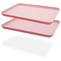 2 unzerbrechliche Serviertabletts aus, ideal für Abendessen, Teetablett, Betttablett, Bartablett, Frühstückstablett Essenstablett (Pink)