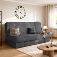 BROMARKT Schlafsofa mit Bettkasten Dunkelgrau 192x85x93 cm Couch mit Schlaffunktion 190x115 cm Sofa Bed Schlafcouch für Wohnzimmer Wohlandschaft Klappsofa mit 1 Kissen TOLIA