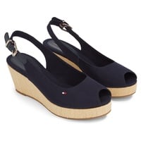 Tommy Hilfiger ICONIC ELBA SLING BACK WEDGE Sandalette, Sommerschuh, Sandale, Keilabsatz, mit Jutebesatz blau 41 EU