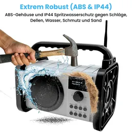 Soundmaster DAB80SG Baustellenradio mit DAB+/UKW Bluetooth Akku