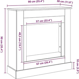 vidaXL Kaminumrandung 90 x 30 x 90 cm Weiß