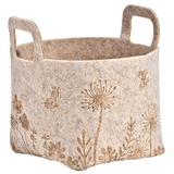 Korb aus Filz mit Blumenwiesen Dekor in Farbe beige (B/H/T) 13x18x13cm