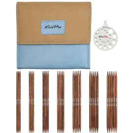 KnitPro Nadelspiel Set Braun/Bronze 15 cm 7 St.
