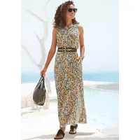 S.Oliver Maxikleid, mit Tupfenprint und Schlitz, weiches Jerseykleid, Sommerkleid,