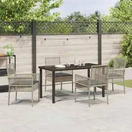 vidaXL 5-teiliges Garten-Essgruppen-Set mit Kissen Hellgrau Poly Rattan