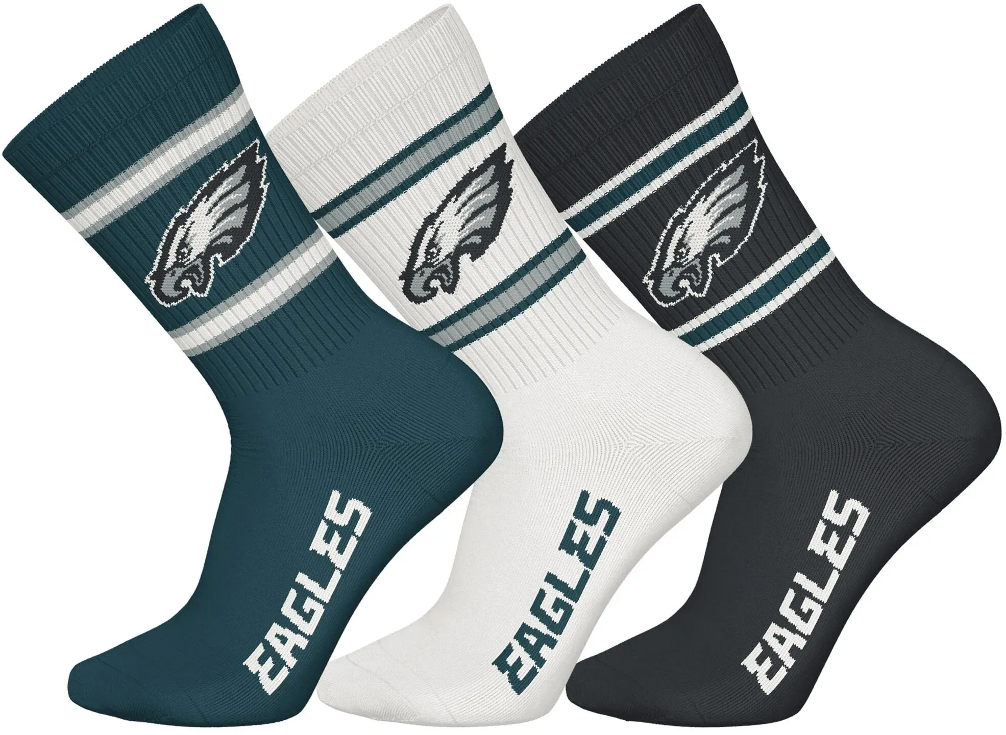 Kurzsocken NFL "Socken NFL 3Pack Crew Socks 3er Pack", Herren, Gr. 39-42, bunt (philadelphia eagles), Obermaterial: 58% Baumwolle CO. 39% Polyester PES. 3% Elasthan EL., Socken Kurzsocken