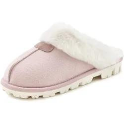 Plüsch Hausschuhe, Hausschuh,Pantoffeln,Clogs, Schlappen, Pantolette mit Warmfutter VEGAN, Gr. 42, rosé, , 85929110-42