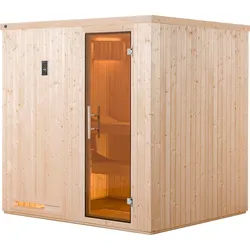 Sauna WEKA "Halmstad", beige (natur), Saunaofen, externe Steuerung, 7,5 kW, Saunen, 7,5 kW-Ofen mit digitaler Steuerung