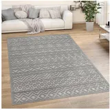 Paco Home Teppich Livorno 673, rechteckig, Höhe: 14 mm, Uni-Farben, Scandi, Rauten Muster, Hoch-Tief Effekt, Outdoor geeignet grau 80 cm x 150 cm x 14 mm