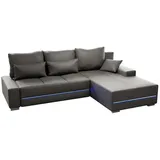 Juskys Sofa Davos mit LED in L-Form rechts Hellgrau 