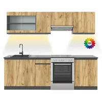 Vicco Küchenzeile Raul, Goldkraft Eiche 240 cm J-Shape, ohne