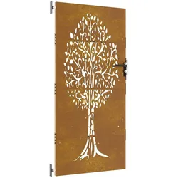 vidaXL Gartentor 85x200 cm Cortenstahl Baum-Design