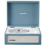 Crosley CR3517A-WB Voyager Retro tragbarer CD-Player mit Stereo-Bluetooth-Lautsprechern und FM-Radio, Washed Blue