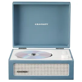 Crosley CR3517A-WB Voyager Retro tragbarer CD-Player mit Stereo-Bluetooth-Lautsprechern und FM-Radio, Washed Blue