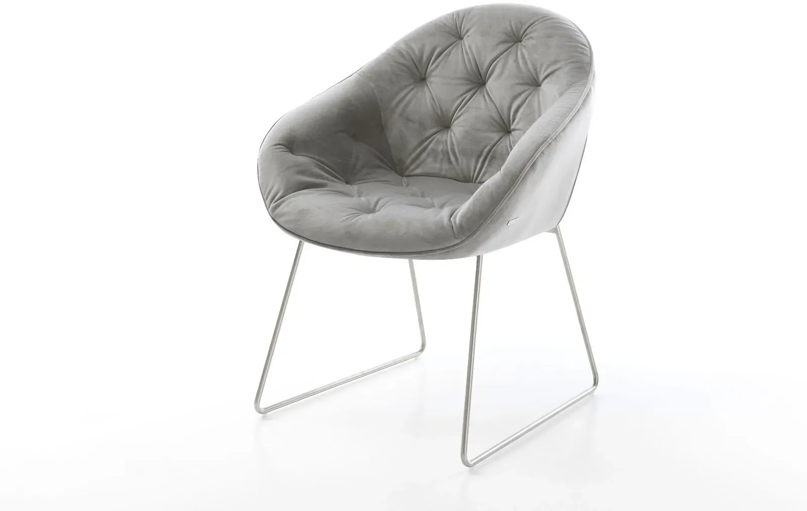 DELIFE Esszimmerstuhl Gaio-Flex Samt Grau Kufengestell Edelstahl, Esszimmerstühle