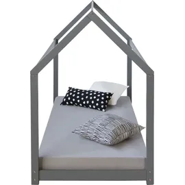 Homestyle4u Hausbett 90 x 200 cm Kiefer grau