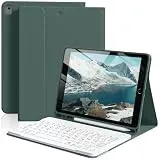 BFGTSJF Tastatur Hülle für iPad 10.2 Zoll (9./8./7. Generation), für iPad Air 3rd / Pro 10.5, Magnetisch Abnehmbarer Tastatur, Weiche TPU Rückseite hülle mit Stifthalter, QWERTZ Layout, Dunkelgrün