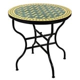 Marrakesch Orient & Mediterran Interior Gartentisch Mosaiktisch Estrella 80cm, Beistelltisch, Gartentisch, Esstisch, Handarbeit gelb|grün 75 cm