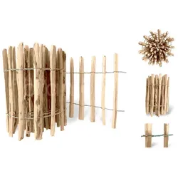 Floranica Staketenzaun, Gartenzaun 1 lfm, Höhe 100 cm, Lattenabstand 8-10 cm - braun