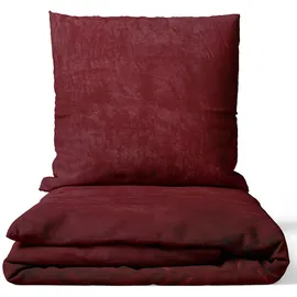 nyvi Winter Bettwäsche Set DreamScience Cashmere Touch - Kuschelweich & Wärmend - Mit Reißverschluss Größe:135x200 + 80x80 cm bordeaux
