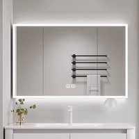 UkewEi LED Spiegelschrank Badschrank mit Beschlagfrei Spiegel Beleuchtet Hängeschrank 100x70x13cm Wasserdicht Medizinschrank mit Stauraum 3-türig (Color : A, Size : 100cm)