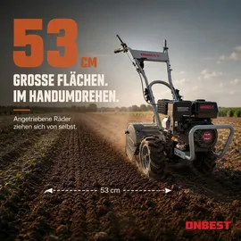 onbest T4150 5,6 PS Benzin-Motorhacke 53 cm Arbeitsbreite 35 cm Arbeitstiefe 12 Hackmesser