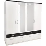 Priess Drehtürenschrank 185 x 193 x 56 cm Schwarz/Weiß