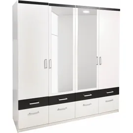 Priess Drehtürenschrank 185 x 193 x 56 cm Schwarz/Weiß