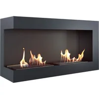 Bio Ethanol Kamin DELTA schwarz 900 links offen für Wand Einbau 90 cm breit