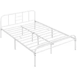 Yaheetech Bettgestell Metallbett Bettrahmen, Einzelbett/Doppelbett weiß 140 cm x 200 cm