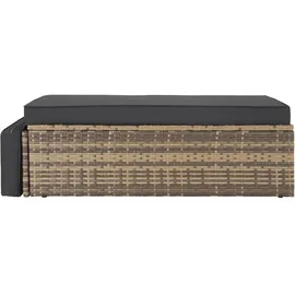 Tectake tectake® Rattan Lounge, 2-Sitzer, UV-beständig, Hocker mit klappbarer Stütze