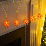 Gravidus LED Lichterkette Sterne orange 5 warm weiße LEDs 6 cm Ø Timer