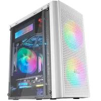 Mars Gaming MC300W Weiß, MicroATX PC Gehäuse, Gehärtetes Glas, Mesh Front, 3xFRGB Lüfter