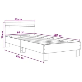 vidaXL Bettgestell mit Kopfteil Sonoma-Eiche 80 x 200 cm Holzwerkstoff
