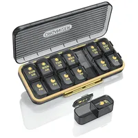 ROWNYEON Tablettenbox 7 Tage Morgens Mittags Abends,Tragbare Pillendose 7 Tage Medikamentenbox 7 Tage 2 fächer große Pillenbox für Medikamente, Vitamine, Fischöl, Nahrungsergänzungsmittel (Schwarz)
