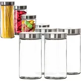 BigDean 4er Set Vorratsgläser 1,7 Liter Glas Schraubglas Lebensmittelglas Edelstahldeckel mit Schraubverschluss 22 x 11 cm