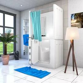 AcquaVapore Seniorendusche und Sitzwanne Kombination Badewanne mit Tür 110 x 68 x 205 cm (S08D-TH-B-L)
