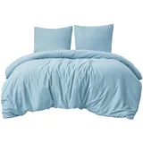 Aisbo Bettwäsche 220x240 3teilig Blau - Mikrofaser Bettwäsche-Sets Hellblau mit Reißverschluss, ÖKO-TEX Bettbezug 240x220 cm 3tlg mit Kissenbezug 80x80 cm, Weich und Bügelfrei