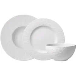 Geschirr-Set VILLEROY & BOCH "Manufacture Rock blanc", weiß, 6 tlg., Fine China-Porzellan, Geschirr-Sets, Made in Germany, Fine China Porzellan