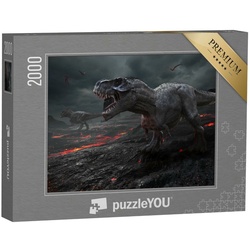 puzzleYOU Puzzle 3D-Animation: Saurier mit Lava-Landschaft, 2000 Puzzleteile, puzzleYOU-Kollektionen Dinosaurier, Tiere aus Fantasy & Urzeit
