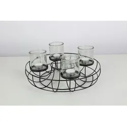Metall-Adventskranz Ø35cm mit Metallschale Weihnachtsdeko Kerzenhalter Tischdeko